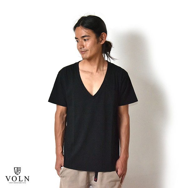 【SALE】VOLN / V Neck Tee / Black / POCKET