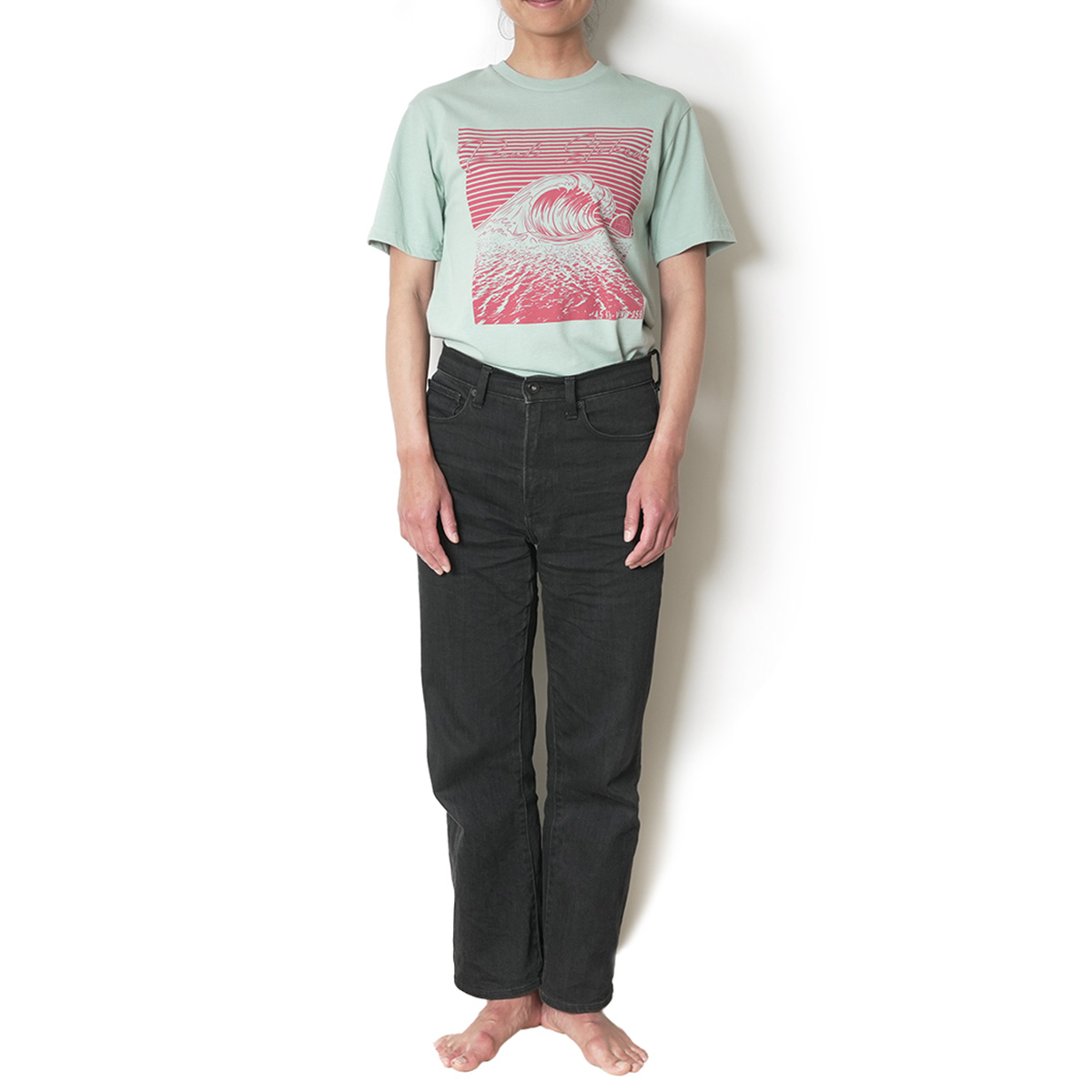 THATS NICE / REAL STOKED T-SHIRT / SEAFOAM GREEN×SAIMON RED