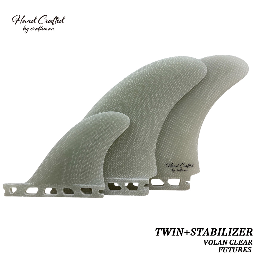 CRAFTSMAN FIN TWIN + STABILIZER ツインフィン スタビライザー FUTURES グラスファイバー VOLAN サーフィン（VOLAN CLEAR）